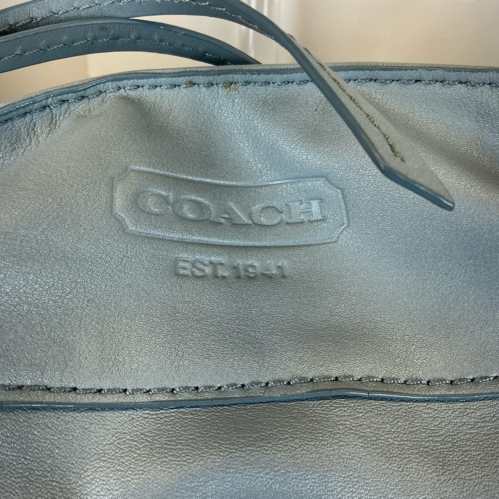 Coach Zoe Light Dusty Blue Silver Leather Large Hobo Bag - Picture 6 of 14